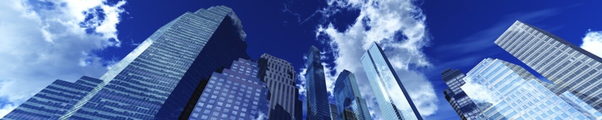 Fototapeta premium Beautiful panorama of skyscrapers, 3D rendering