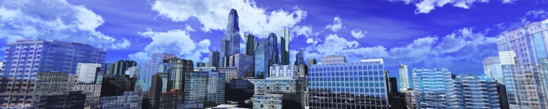 panorama of a modern city, a beautiful city against a sky with clouds, banner, 3d rendering

