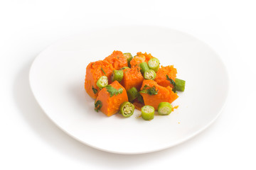 Cooked Pumpking Diced and okra