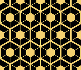 Abstract geometric background. Hexagonal mesh with embedded cells. Vector seamless illustration. Rhythmic repeating pattern. Modern style for geometric templates.Set