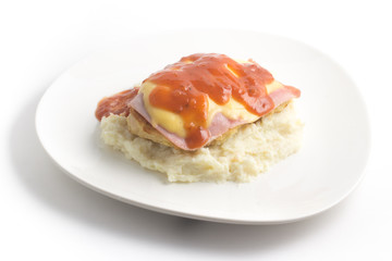 Chicken Fillet with rice and Mushed Potatoes. Parmegiana Fillet