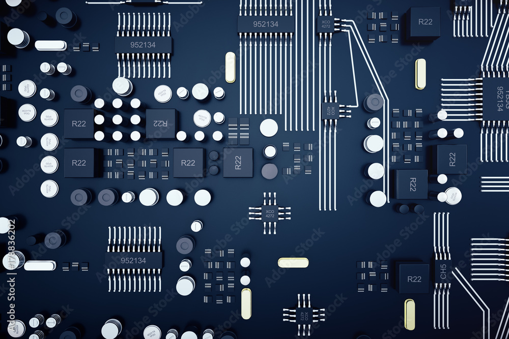 Poster 3d rendering central computer processors cpu concept. electronic engineer of computer technology. co