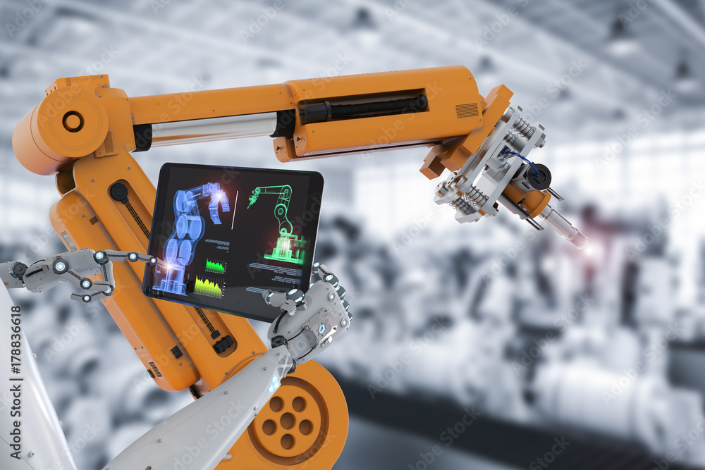 Poster cyborg control robot assembly line