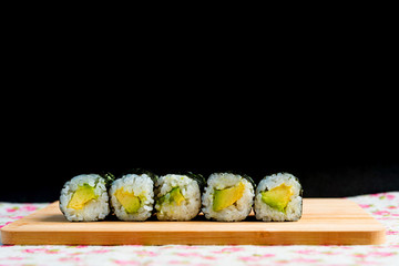 Japanese food Sushi Roll Maki of Salmon and avocado