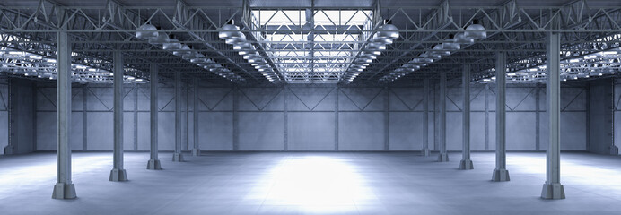 empty factory with lamps