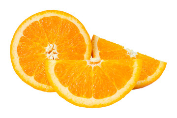 Orange fruit.Half and sliced orange isolated white background.