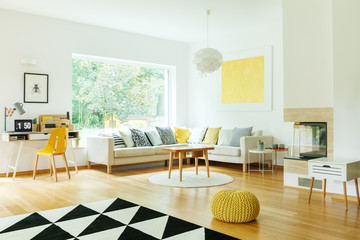 Wooden table in living room