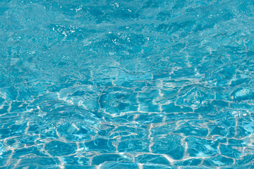 Close-up purified water surface and motion, Selective focus water surface in swimming pool