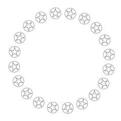 Star in circle shape. Starry vector border frame icon isolated on a white background.