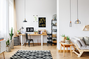 Spacious workspace with scandi carpet