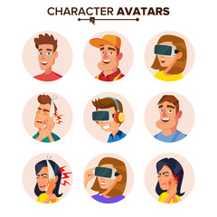 People Characters Avatars Set Vector. Cartoon Flat Isolated Illustration