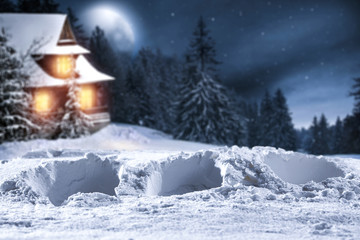 winter time and snow background 