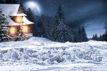 winter time and snow background 