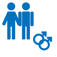 Gender icon symbol. Male boy man icon. Blue vector symbol.