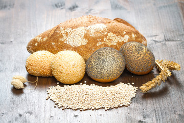 healthy multi grain bread on wood