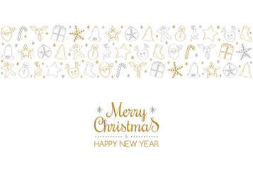 Beautiful hanging Christmas decorations with wishes - card. Vector.