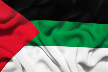 Obraz premium waving flag of the palestine, flag in the wind flowing, 3D illustration.