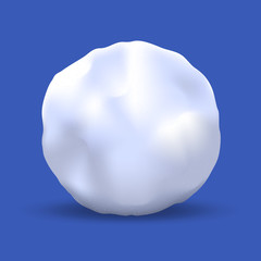 Vector Snowball Isolated on Blue Background. Realistic Winter Snow Ball. Vector Illustration.