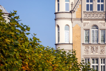 Architecture detail, european town with vintage building