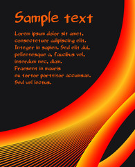 Fototapeta premium black orange and yellow curves vector abstract background copy space sample text 