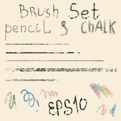 vector brush set pencil and chalk design