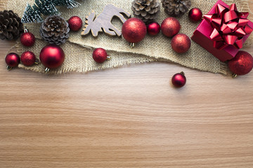 decor ball with xmas prop on wood ground