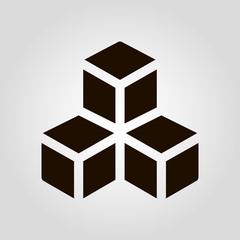 3D (three D) cube isolated flat vector icon