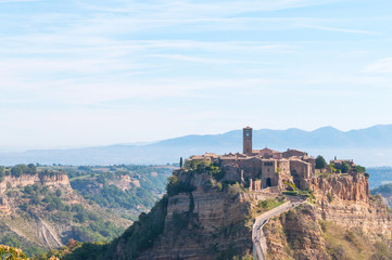 Beautiful panoramic view of the famous Civita di Bagnoregio, Lazio, Italy