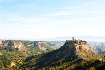 Beautiful panoramic view of the famous Civita di Bagnoregio, Lazio, Italy