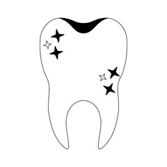 healthy tooth with root in black silhouette