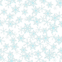Winter seamless snowflake background pattern. Vector illustration. White.