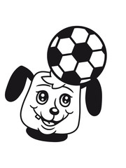Obraz premium gesicht kopf spaß sport fussball spielen ball schwanz wedeln hund welpe süß niedlich halsband knochen haustier comic cartoon