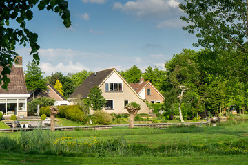 Fototapeta na wymiar House in Zwartsluis, in the Weerribben-Wieden National Park, Netherlands