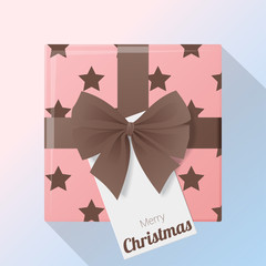 Merry Christmas and Happy New Year background with gift box and greeting card , vector , illustration