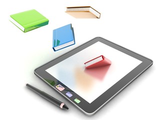Obraz na płótnie Canvas books , Tablet computer