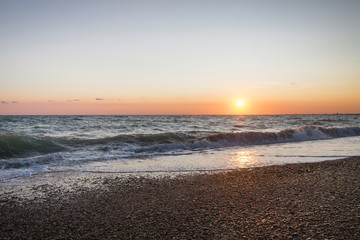 Beautiful sunset on the summer sea