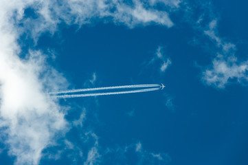 plane fly into clouds 