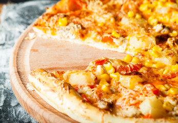 Fresh pizza close up