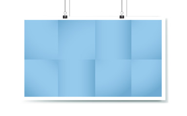 Poster mockup. Blue large poster mockup on white wall