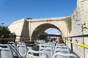 A double Decker bus tour around Europe.