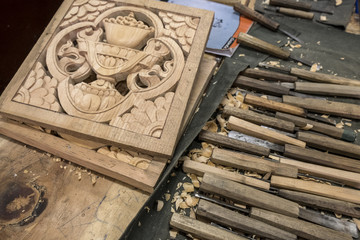 Wood Carving at National Institute for Zorig Chusum, Thimphu, Bhutan