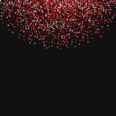 Red gold glitter. Top semicircle with red gold glitter on black background. Divine Vector illustration.