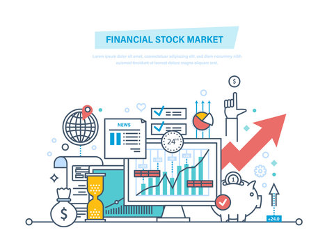 Financial stock market. Capital markets, trading, e-commerce, investments, finance.