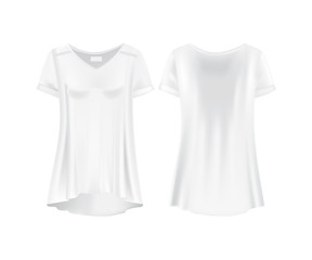 White mockup of women s t-shirts - tunics. Front and rear view.