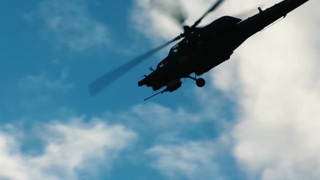 Military helicopter in air