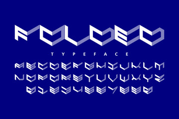 Folded style font, alphabet and numbers 