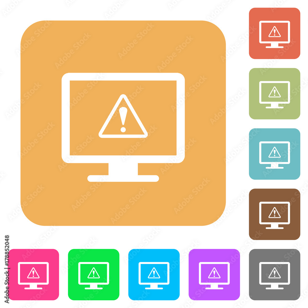 Poster display warning rounded square flat icons