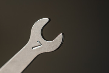 Wrench number 7 closeup on gray background