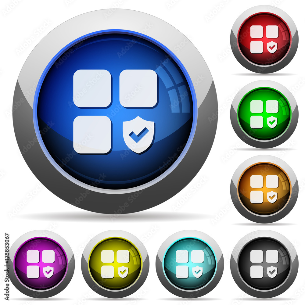 Poster protected component round glossy buttons
