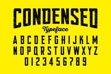 Condensed typeface, vintage alphabet  © piai
